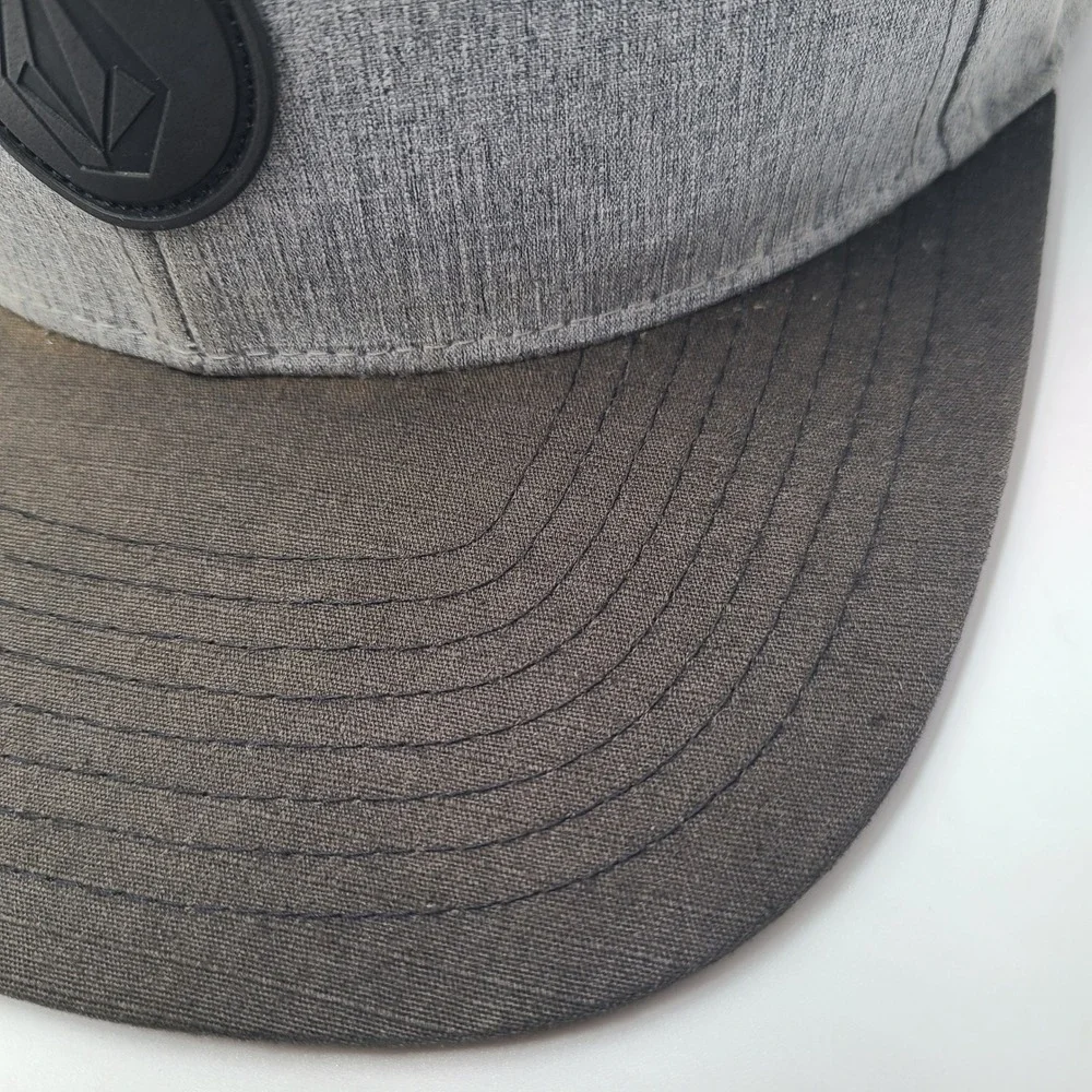 Volcom Hat‎ Snapback Grey Black Distressed Skate Skateboard Surf Casual Logo Men